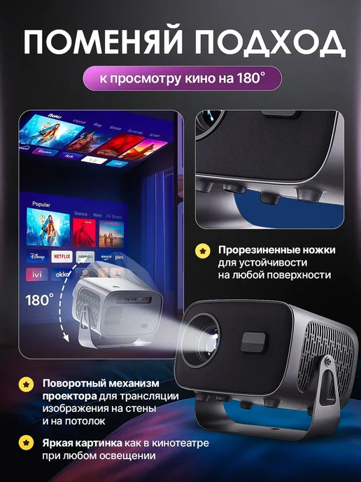 Xiaomi Проектор для фильмов на стену домашний, черный, фото 6