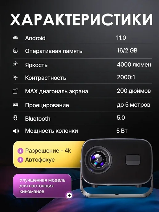 Xiaomi Проектор для фильмов на стену домашний, черный, фото 8