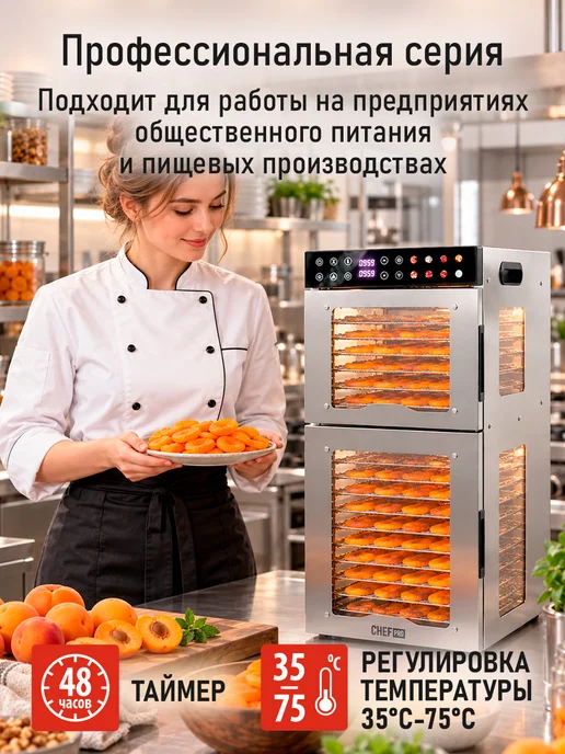 CHEF PRO Дегидратор для фруктов и пастилы с WI-Fi 20 уровней, черный, фото 2