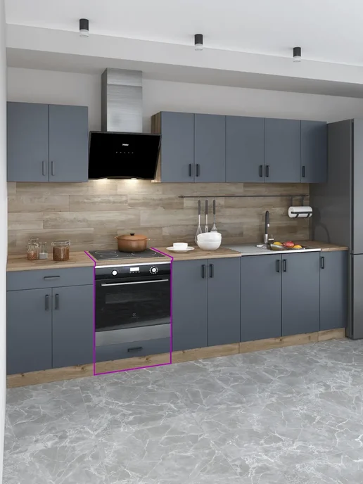 MebelER Кухонный гарнитур 60 см под духовой шкаф, серый, фото 4