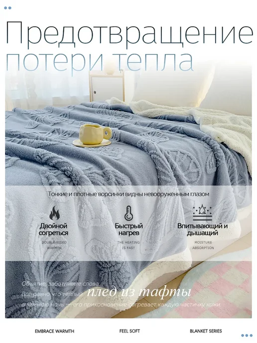 IKEA Плед плотный 180*200 пушистый мягкий комфортный, 180x200, фото 2