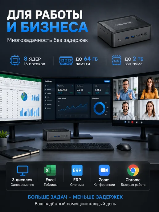 Мини-ПК AMD Ryzen 7 5825U, 16 512ГБ NVMe SSD, 512 ГБ, фото 6