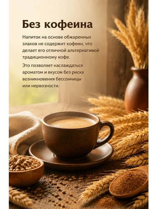 Кофейный напиток растворимый Золотой колос без кофеина, золотой, фото 2