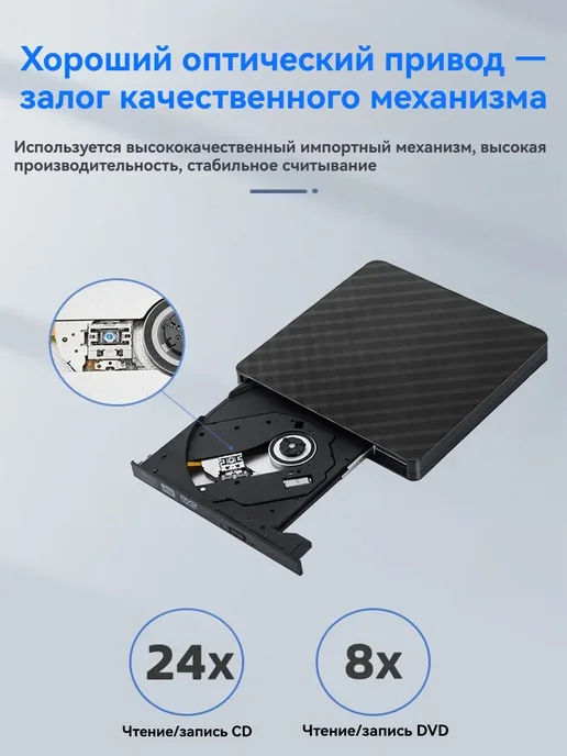 Внешний дисковод оптический USB привод CD DVD-R CD-RW, вариант, фото 5