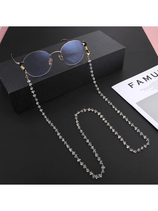 Нет бренда Хрустальная цепочка для очков, Style E - Gold, золотой, фото 4