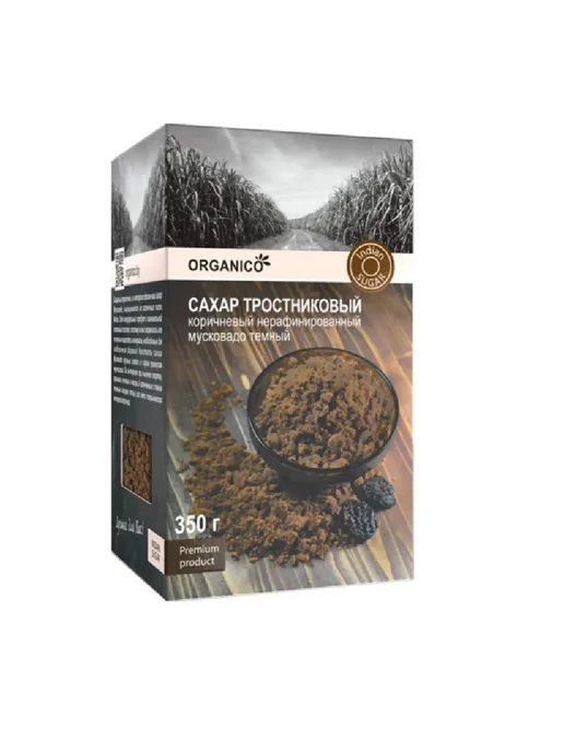 ORGANICO ТМ Сахар тростниковый Мусковадо темный, 350 г, 2 уп, 350 г, в упаковке 750 г, фото 2