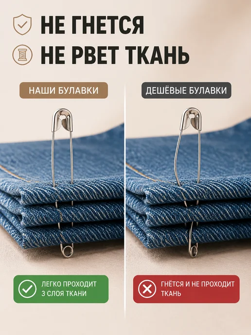 Девайсы портного Булавки английские 60шт, для шитья, прочные, 36 шт, фото 4