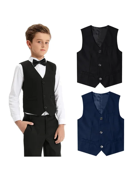 Детские черные жилеты Gentleman, черный, фото 2