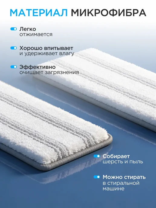 TANFORT Сменные насадки для умной швабры из микрофибры 2 шт, 2 шт, фото 3