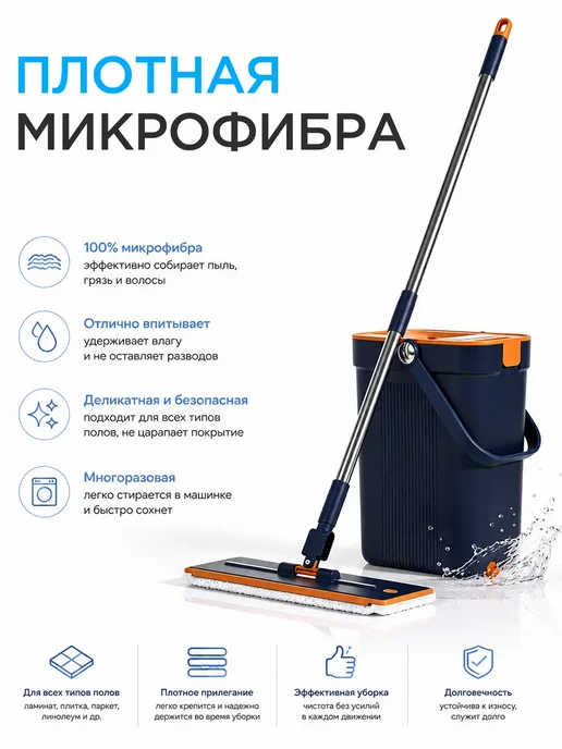 TANFORT Сменные насадки для умной швабры из микрофибры 2 шт, 2 шт, фото 8