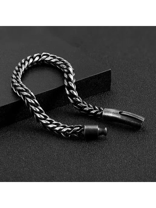 Small Tail Мужской браслет из нержавеющей стали, 21 см, 5mm, черный, фото 2