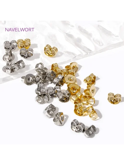 NAVELWORT Заглушки для сережек 14K Gold Plated 4mm*6mm, золотой, фото 4