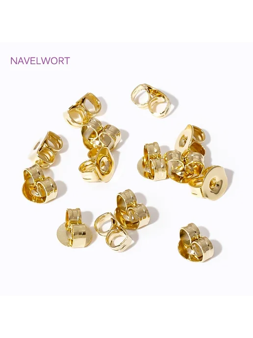 NAVELWORT Заглушки для сережек 14K Gold Plated 4mm*6mm, золотой, фото 6