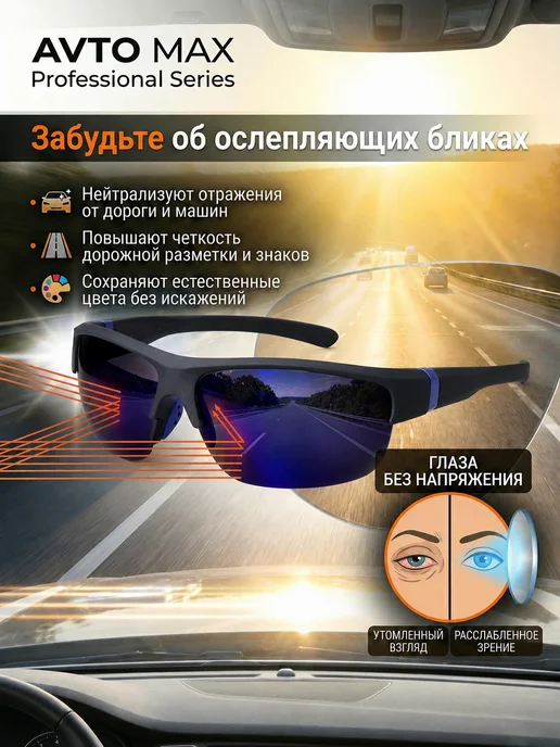 Очки для водителей поляризационные антибликовые антифары, синий, фото 4