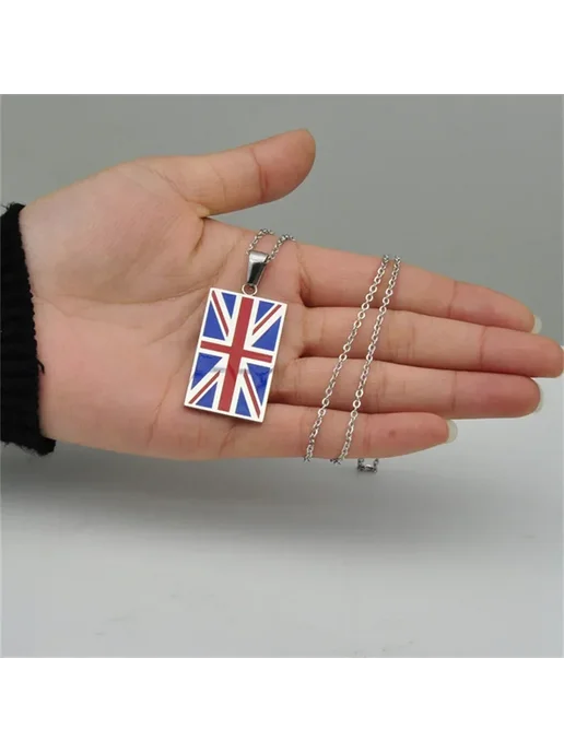 Нет бренда Ожерелье с флагом Великобритании, сталь, 60 см, вариант