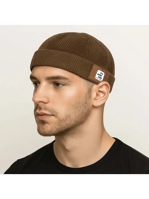 Нет бренда Винтажная кепка-докер OA_style Beige, коричневый, фото 5