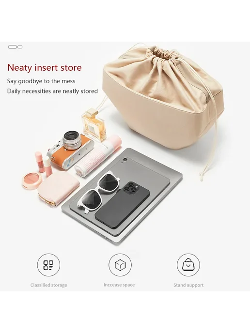 havredeluxe Вкладыш для Polene Cyme S, нейлон, Drawstring for S, бежевый, фото 5
