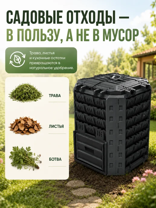 Prosperplast Компостер садовый Compogreen Woody 280 л с крышкой без дна, 350 л, фото 2