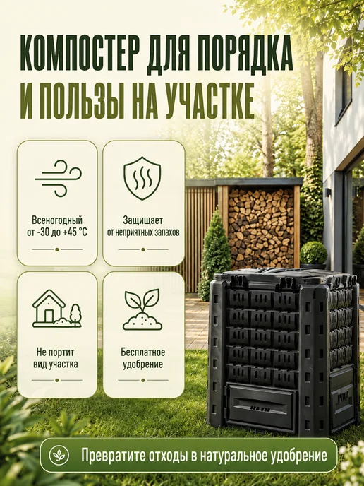 Prosperplast Компостер садовый Compogreen Woody 280 л с крышкой без дна, 350 л, фото 8