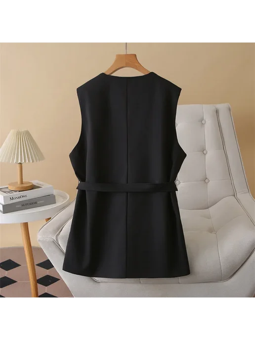 youyou Женский жилет XXXL полиэстер однотонный, черный, фото 3