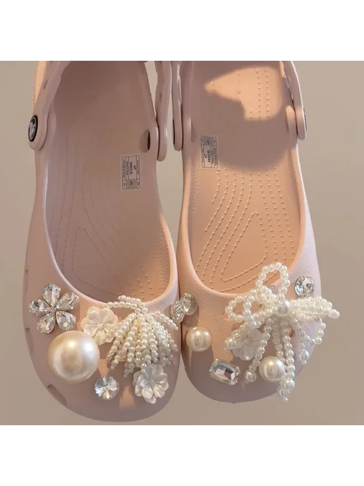 Нет бренда Набор из 14 модных украшений для обуви Crocs, сандалий и кро, бежевый, фото 4