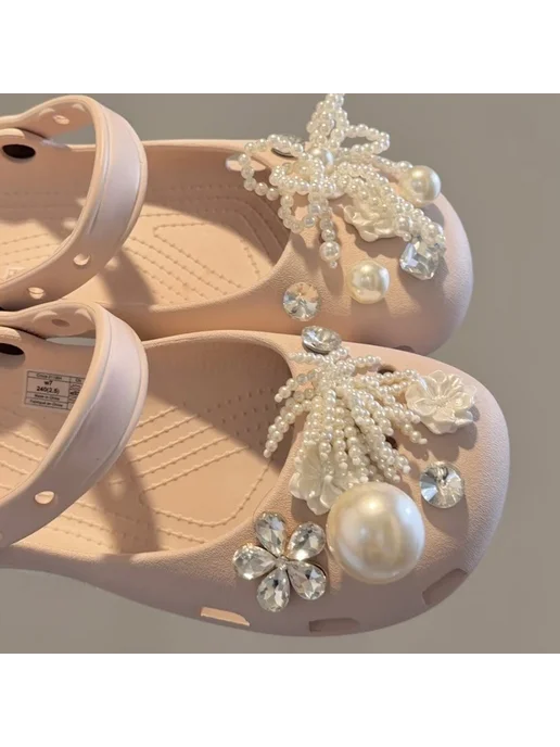 Нет бренда Набор из 14 модных украшений для обуви Crocs, сандалий и кро, бежевый, фото 5