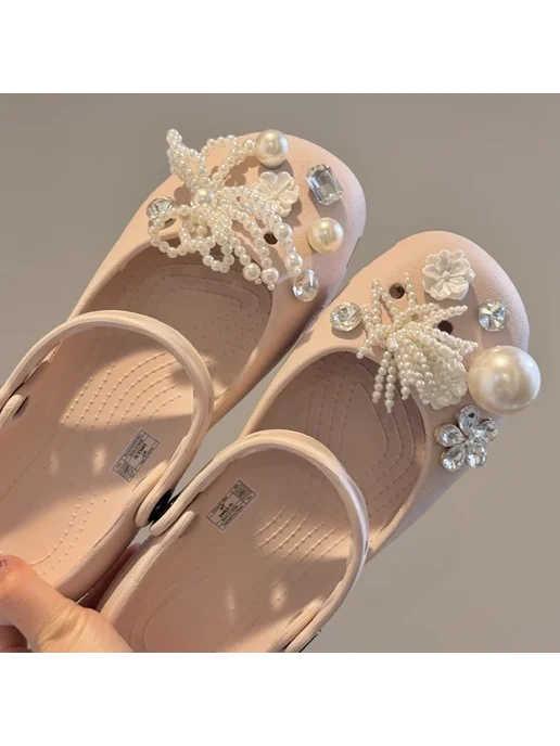 Нет бренда Набор из 14 модных украшений для обуви Crocs, сандалий и кро, бежевый, фото 6