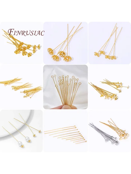FINRUSIAC Золотые шпильки-цветочки 6 шт, 18K Gold Plated, 6 шт, фото 7