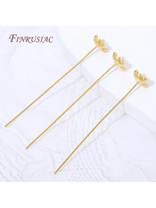 FINRUSIAC Золотые шпильки-цветочки 18K Gold Plated, золотой, фото 3