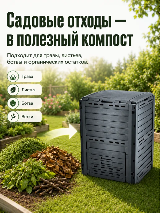 Prosperplast Компостер садовый Compogreen Woody 280 л с крышкой без дна, 280 л, фото 2