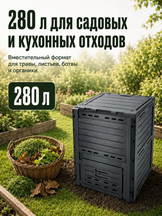 Prosperplast Компостер садовый Compogreen Woody 280 л с крышкой без дна, 280 л, фото 4