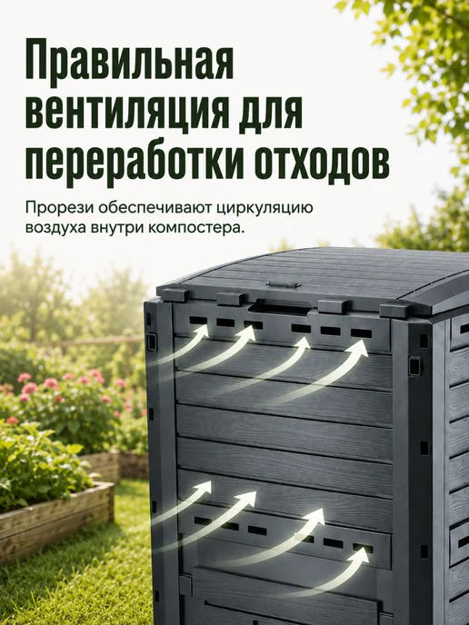 Prosperplast Компостер садовый Compogreen Woody 280 л с крышкой без дна, 280 л, фото 5