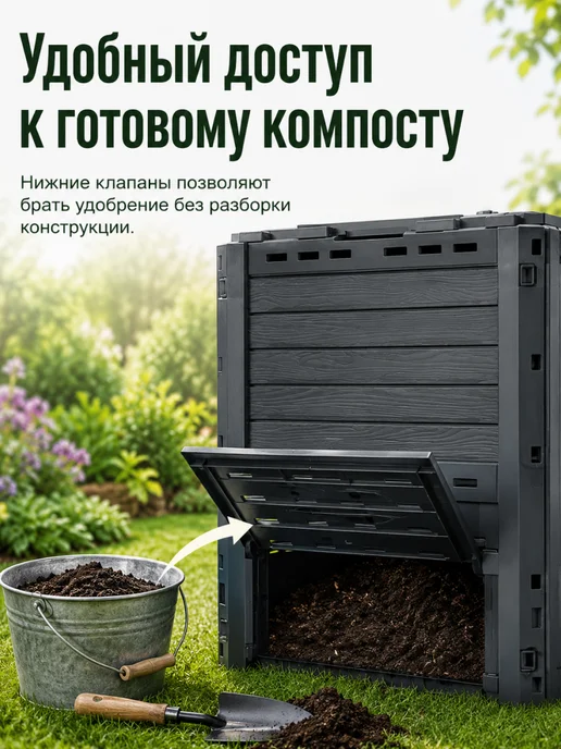 Prosperplast Компостер садовый Compogreen Woody 280 л с крышкой без дна, 280 л, фото 6