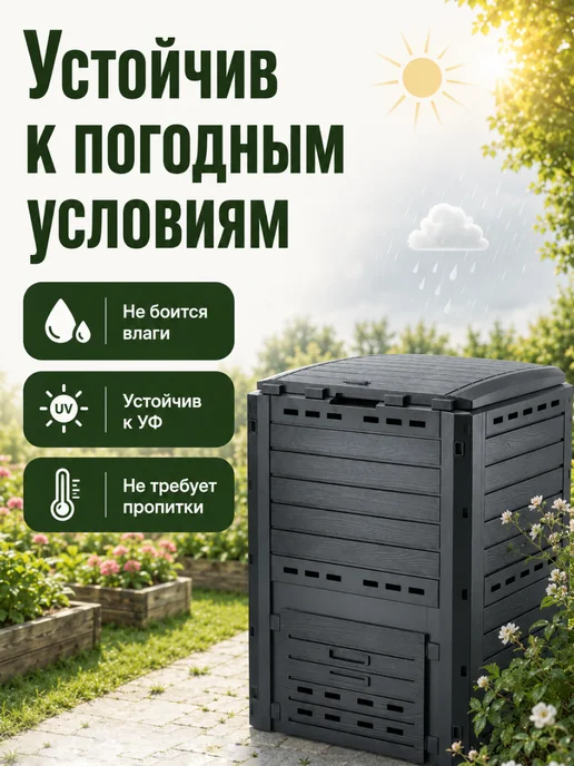 Prosperplast Компостер садовый Compogreen Woody 280 л с крышкой без дна, 280 л, фото 7