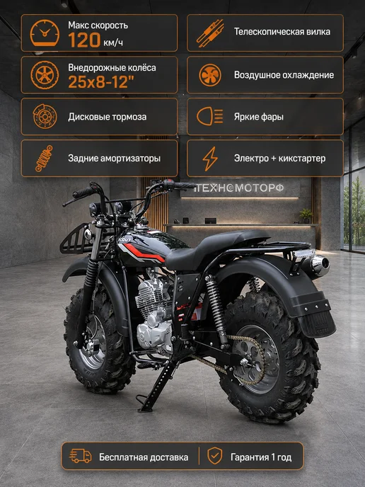 ТЕХНОМОТОРФ Мотоцикл внедорожный СКАУТ-10 250R, черный, фото 2