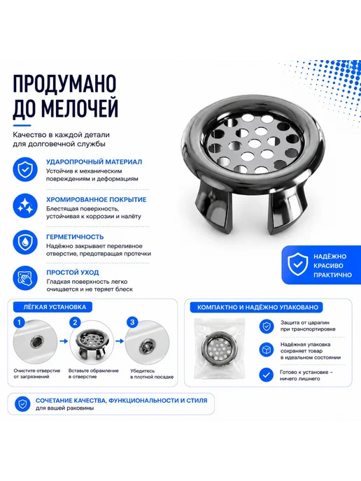 Нет бренда Обрамление перелива для раковины, 22-24мм, 22-24мм, фото 3