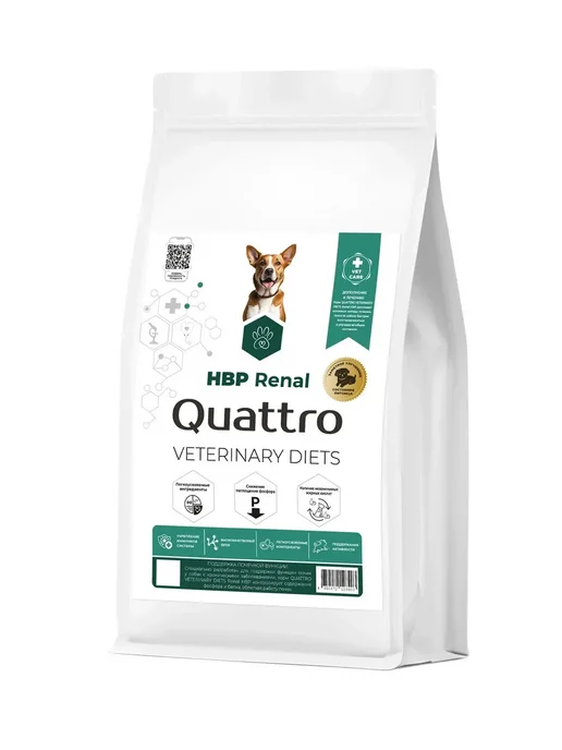 Сухой корм QUATTRO VETERINARY DIETS Renal Hbp для собак, крупные, средние, 12 кг, фото 2