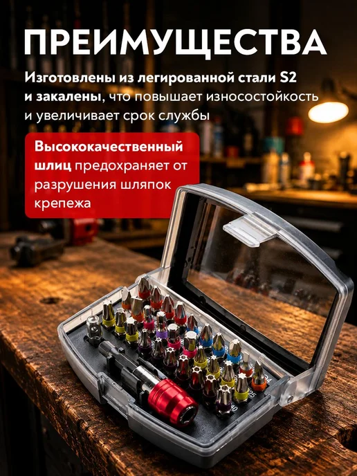 Набор бит для шуруповерта 32 предмета, вариант, фото 4
