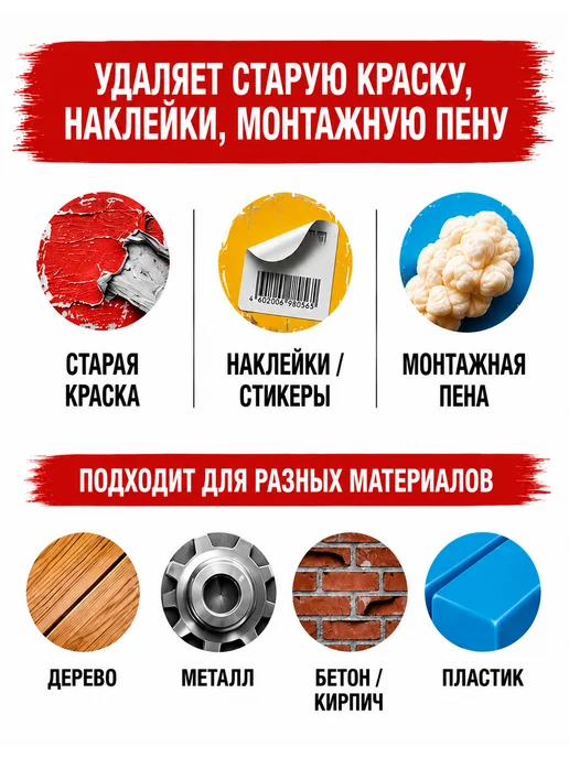 Смывка краски 650 мл Удаление ЛКП, наклеек и монтажной пены, 650 мл, фото 2
