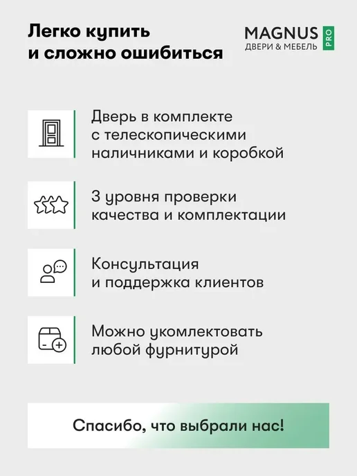 Magnus Дверь межкомнатная деревянная с коробкой InvisibleR 60, белый, фото 7