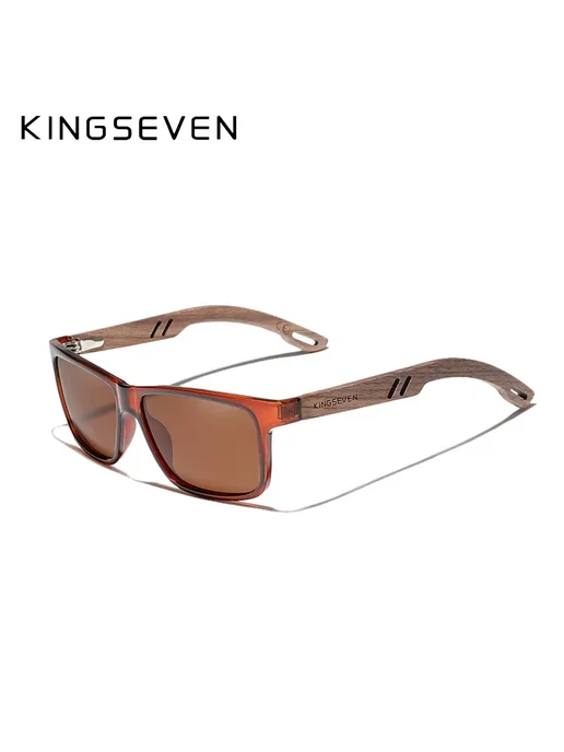 KingSeven солнцезащитные очки коричневые, черные линзы, коричневый