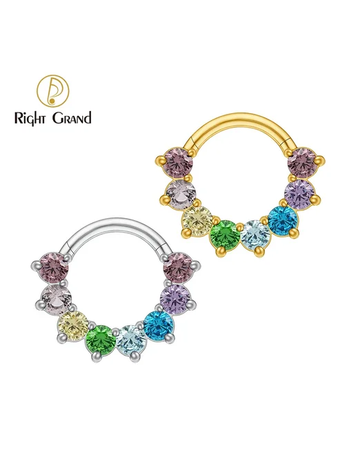 Right Grand Кольцо для пирсинга Daith 16G (1.2x8mm) Tit Clear, 16 г, фото 2