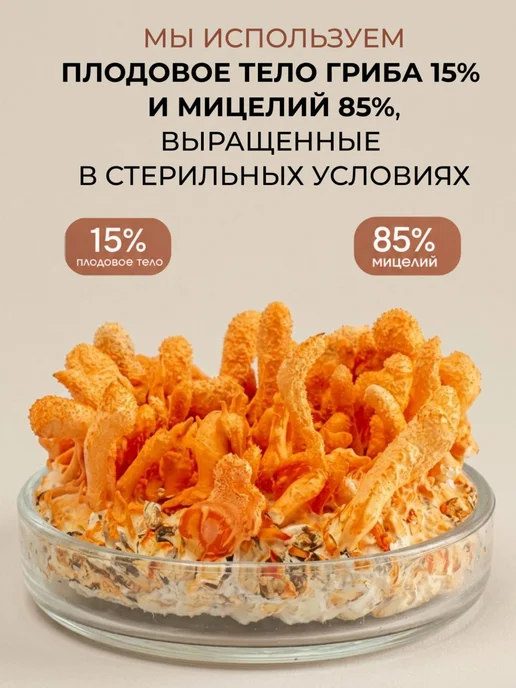 JAIFIX Гриб Кордицепс военный мицелий 60 капсул, вариант, фото 3