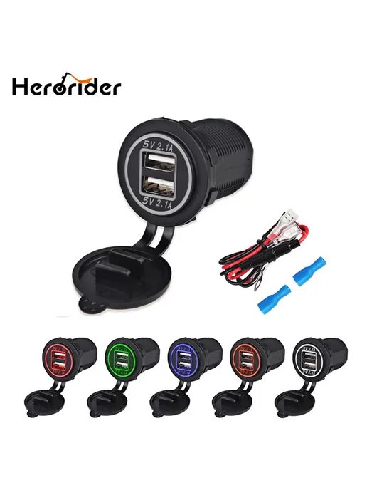 herorider Автомобильная USB-розетка 2x USB, 3.1A White, белый, фото 2
