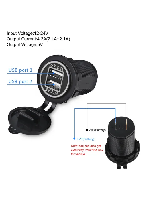herorider Автомобильная USB-розетка 2x 4.2A Blue, синий, фото 3