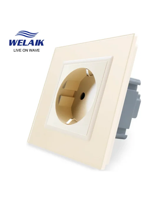 WELAIK Розетка Black 1 Socket 220В, бежевый