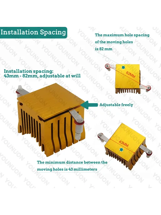 YOUNUON Алюминиевый радиатор без вентилятора, Gold Heatsink, золотой, фото 4