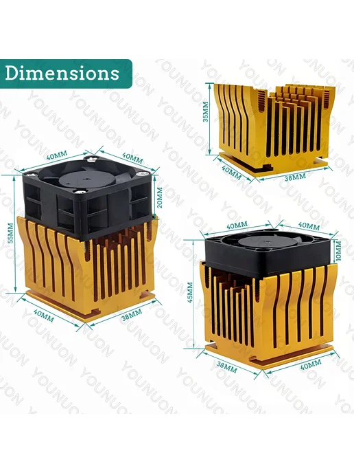 YOUNUON Алюминиевый радиатор без вентилятора, Gold Heatsink, золотой, фото 5