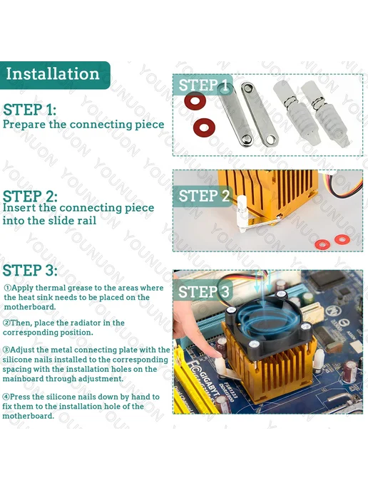 YOUNUON Алюминиевый радиатор без вентилятора, Gold Heatsink, золотой, фото 7