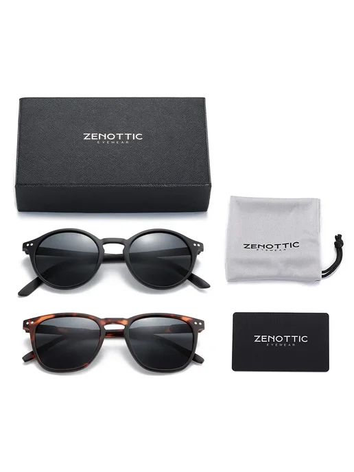 ZENOTTIC Черные ретро солнцезащитные очки 620013S, черный, фото 7